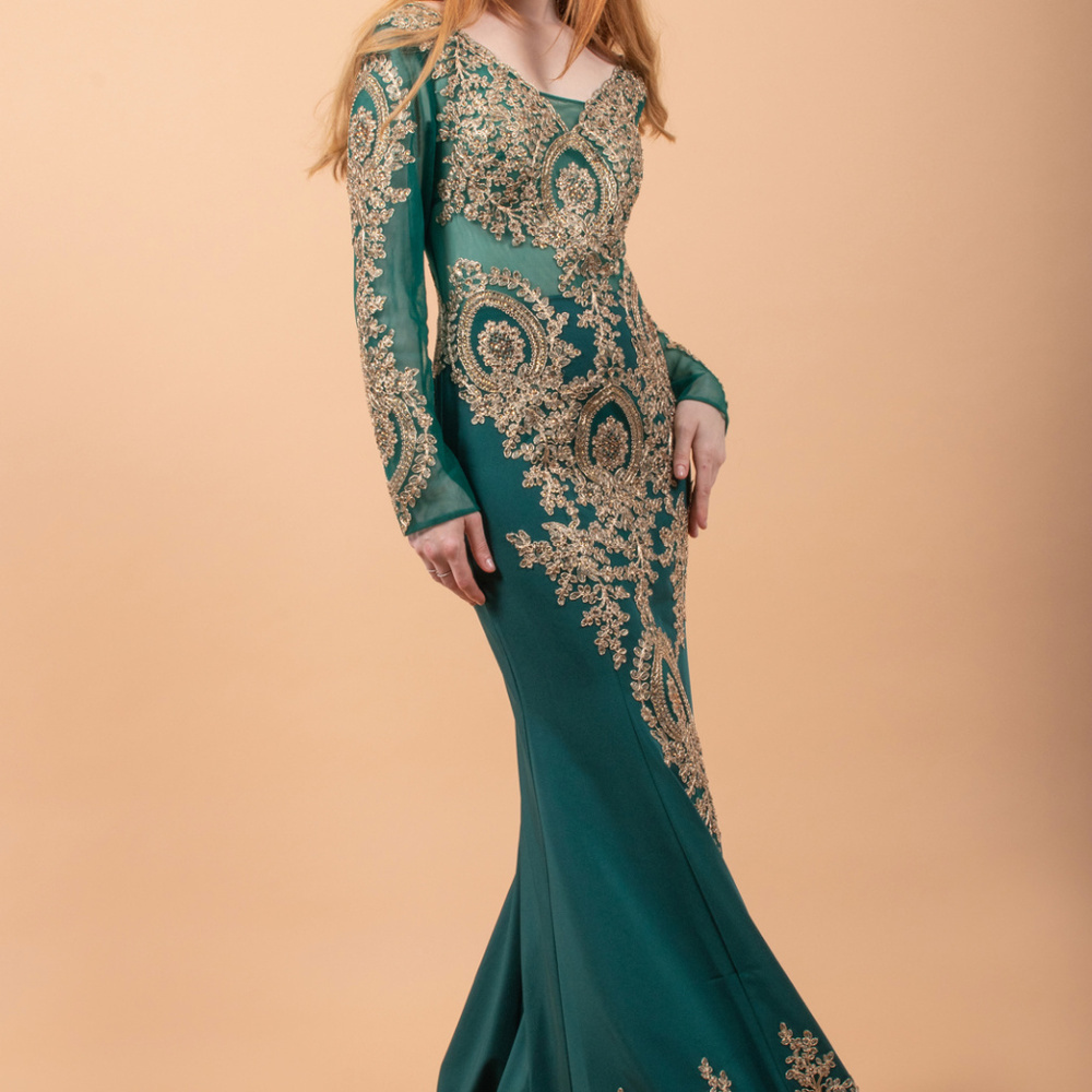 Mermaid V-Neck Long Evening Dress Gl1597